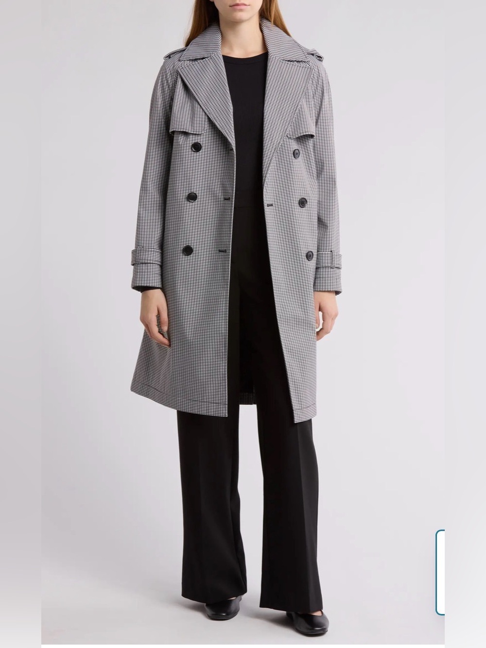BCBGeneration Black & White Checked Trench Coat
